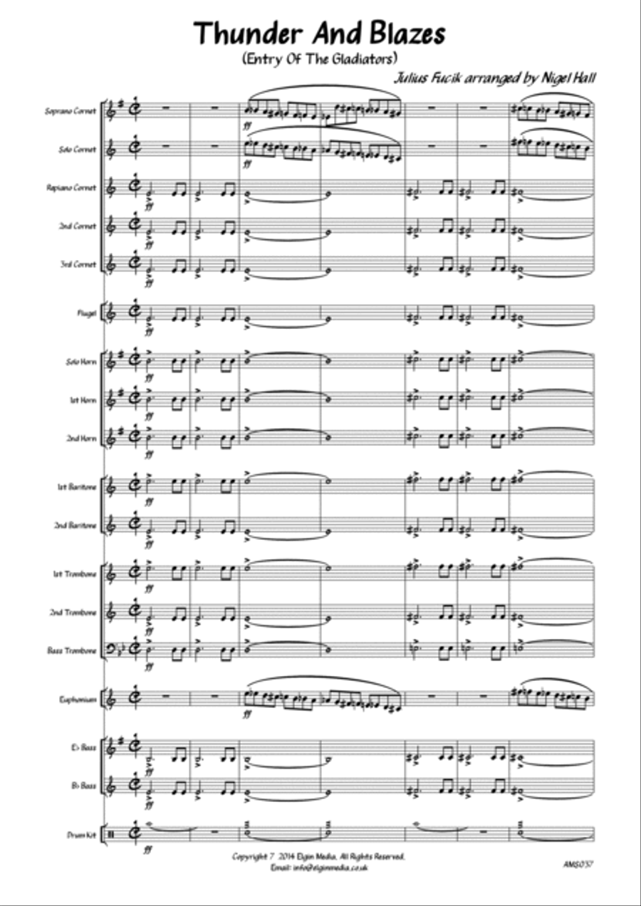 Thunder & Blazes (Entry of the Gladiators) - Brass Band March Brass Band scores gallery preview page 3