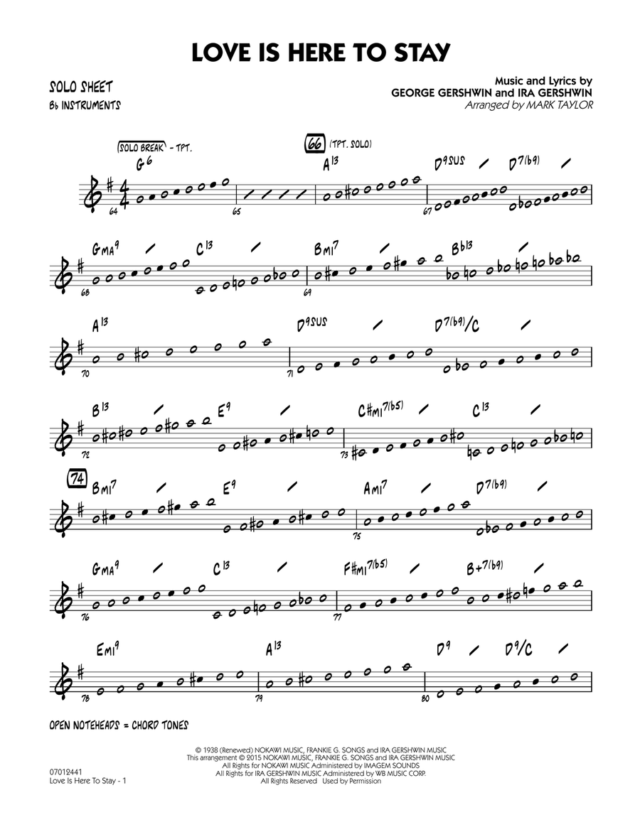 Love Is Here to Stay - Bb Solo Sheet Jazz Ensemble scores gallery preview page 1