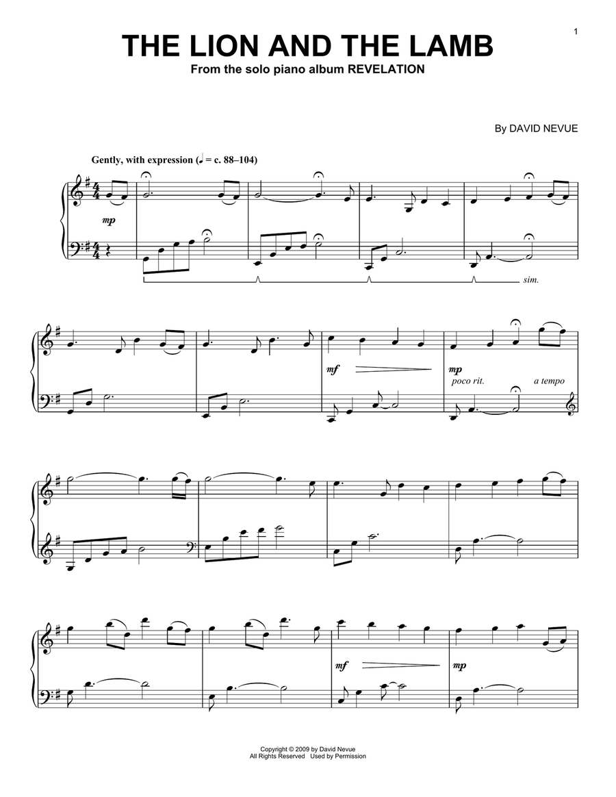 The Lion And The Lamb The Lion And The Lamb Piano Solo scores gallery preview page 1