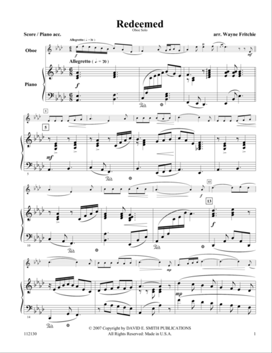 Redeemed Piano Accompaniment scores gallery preview page 1