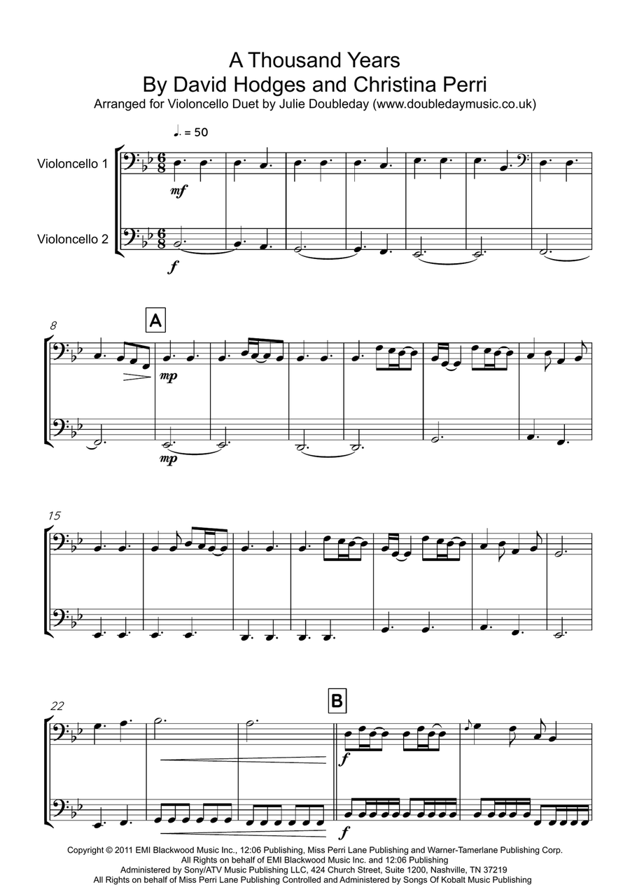 A Thousand Years A Thousand Years String Duet scores gallery preview page 1