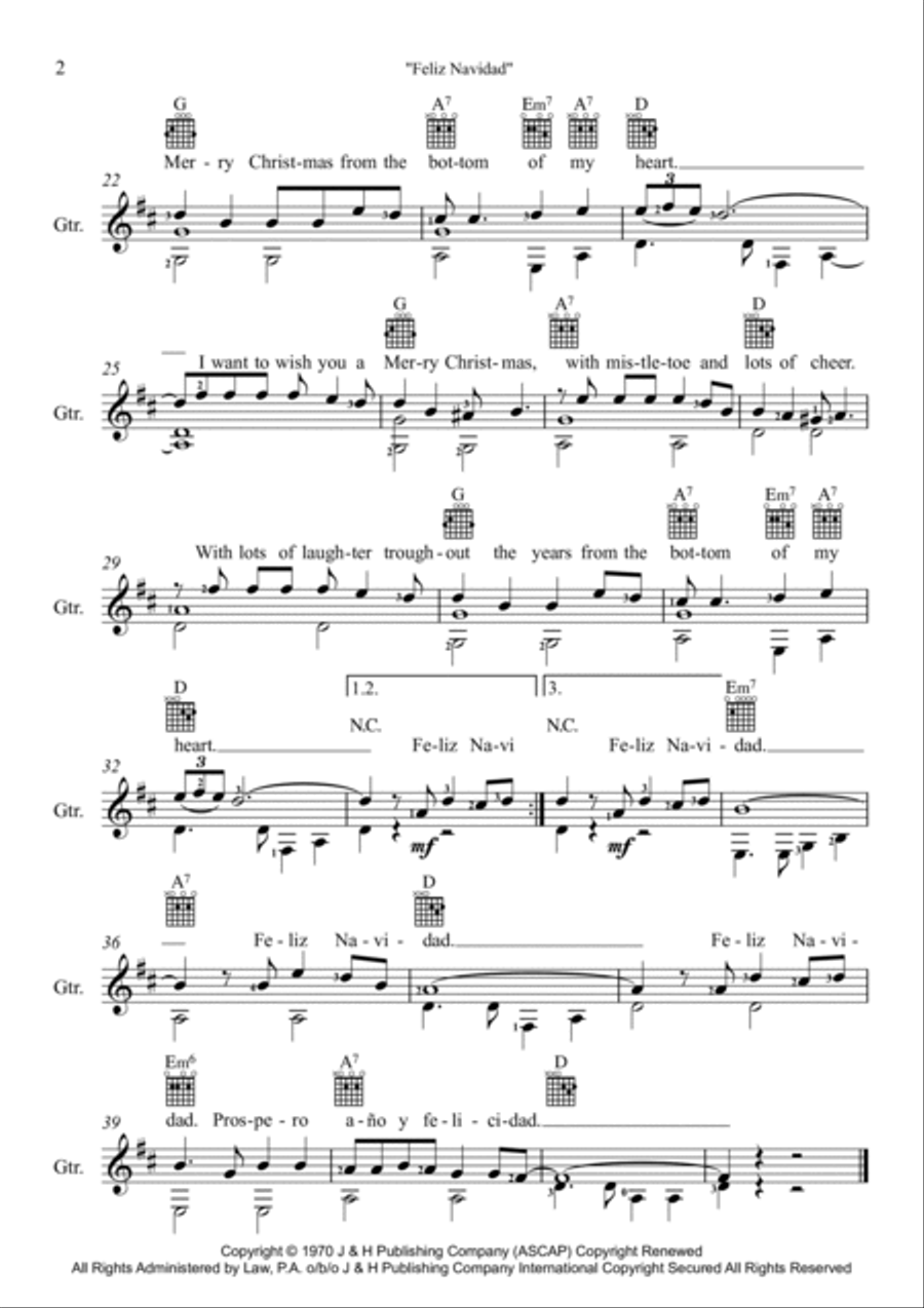 Feliz Navidad Electric Guitar scores gallery preview page 2