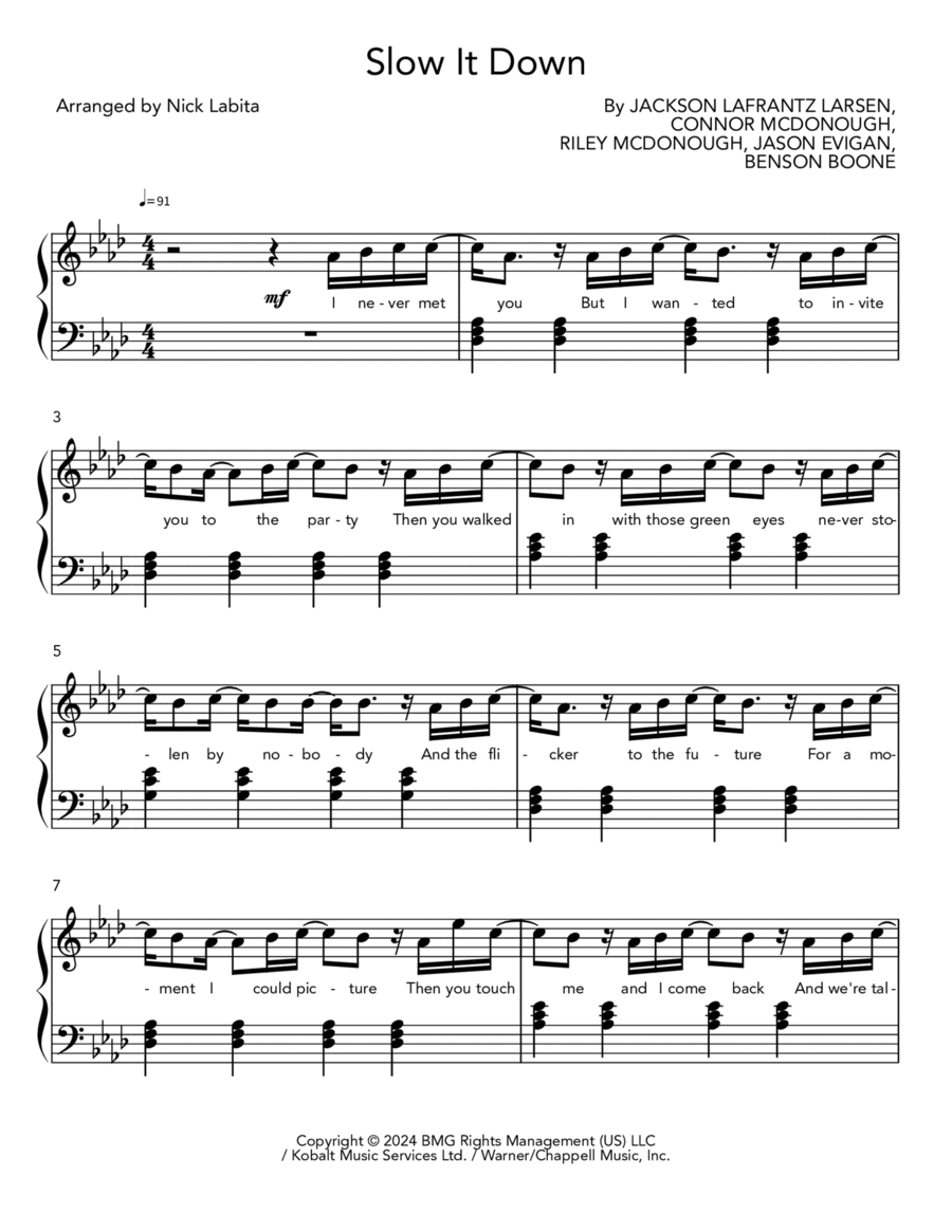 Slow It Down Piano Solo scores gallery preview page 1