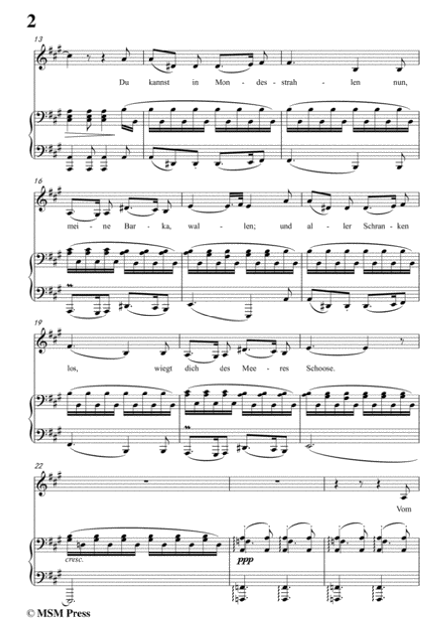 Schubert-Gondelfahrer,in A Major,for Voice&Piano Voice scores gallery preview page 4