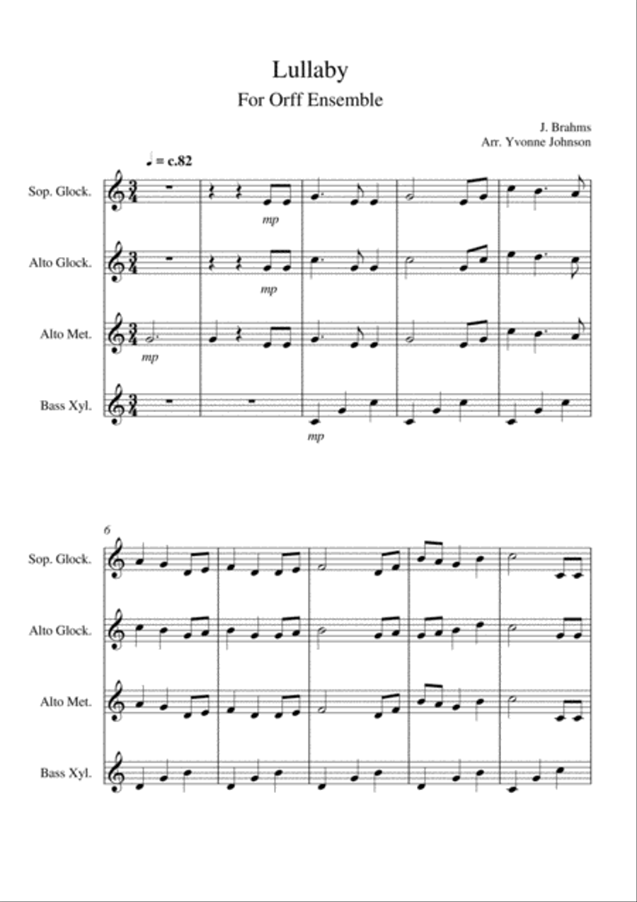 Lullaby - For Orff Ensemble Percussion Ensemble scores gallery preview page 1