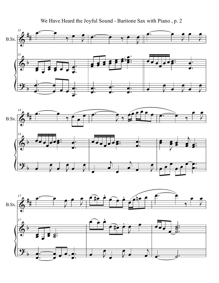 WE HAVE HEARD THE JOYFUL SOUND (Baritone Sax with Piano - Score & Part included) Baritone Saxophone scores gallery preview page 3