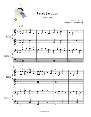 Frère Jacques (Are You Sleeping) Piano Duet Level 1