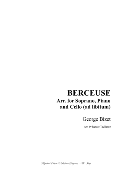 BERCEUSE - Bizet - Arr. for Soprano, Piano and Cello (ad libitum) image number null