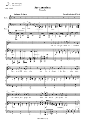 Book cover for Syystunnelma, Op. 2 No. 1 (C minor)