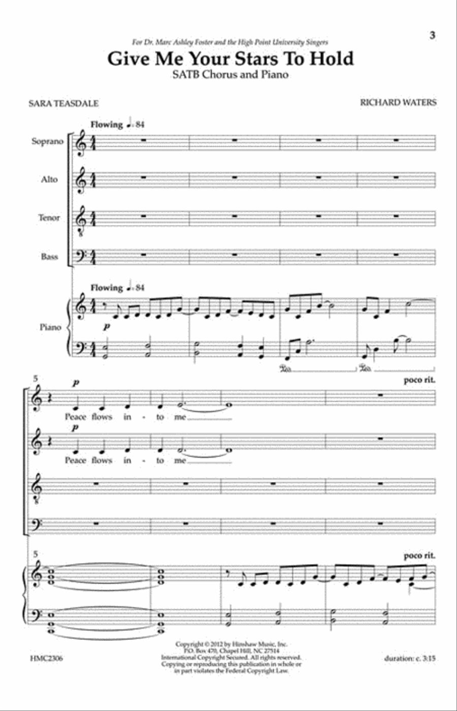 Give Me Your Stars to Hold 4-Part scores gallery preview page 2