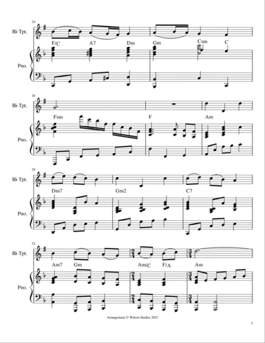 America (My Country 'Tis of Thee)--trumpet solo Trumpet Solo scores gallery preview page 3