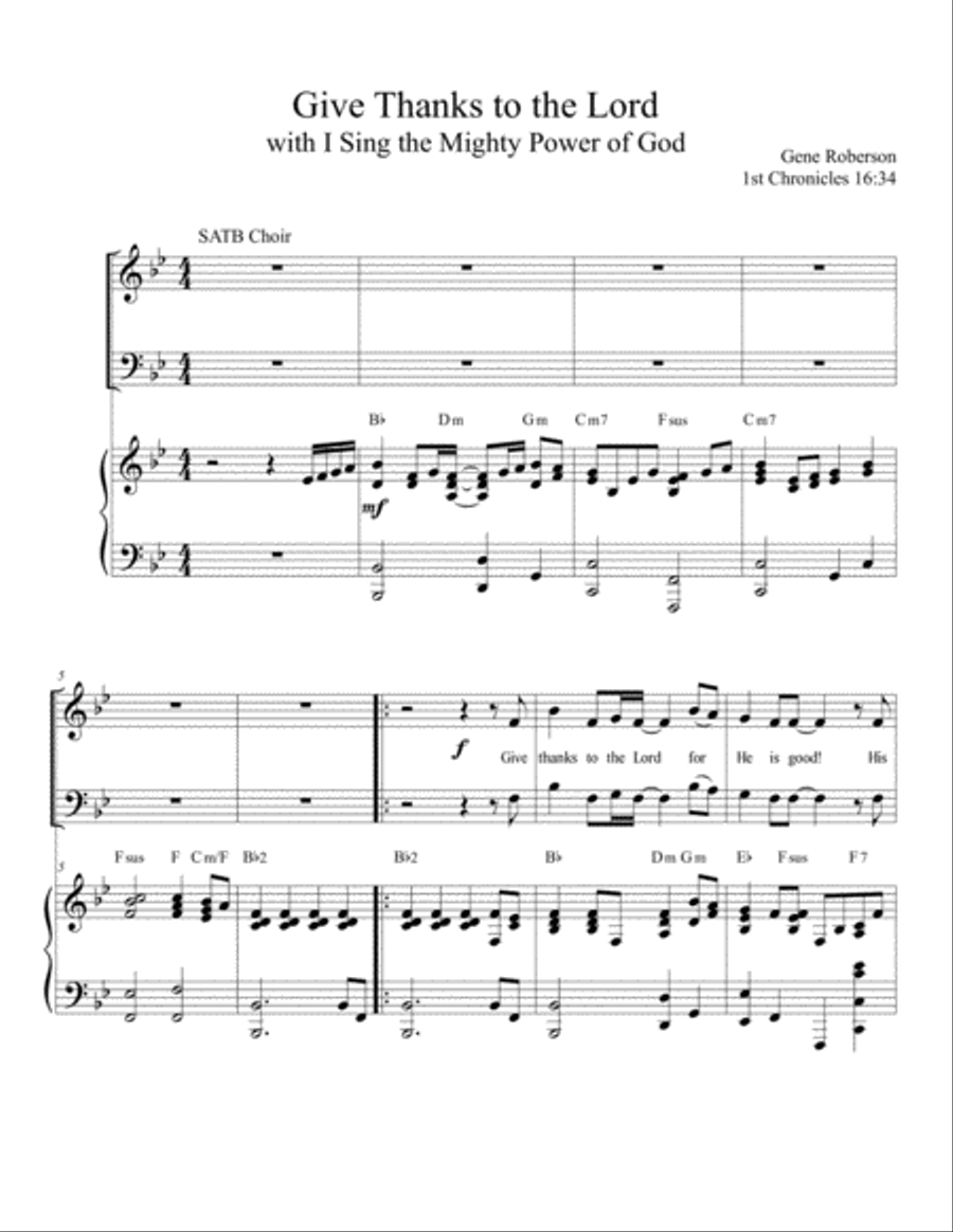 Give Thanks to the Lord SATB 4-Part scores gallery preview page 2