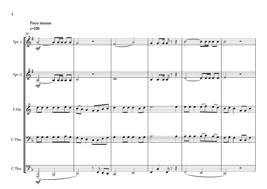 Burkinabé (Burkina Faso) National Anthem for Brass Quintet (World National Anthem Series) Brass Quintet scores gallery preview page 4