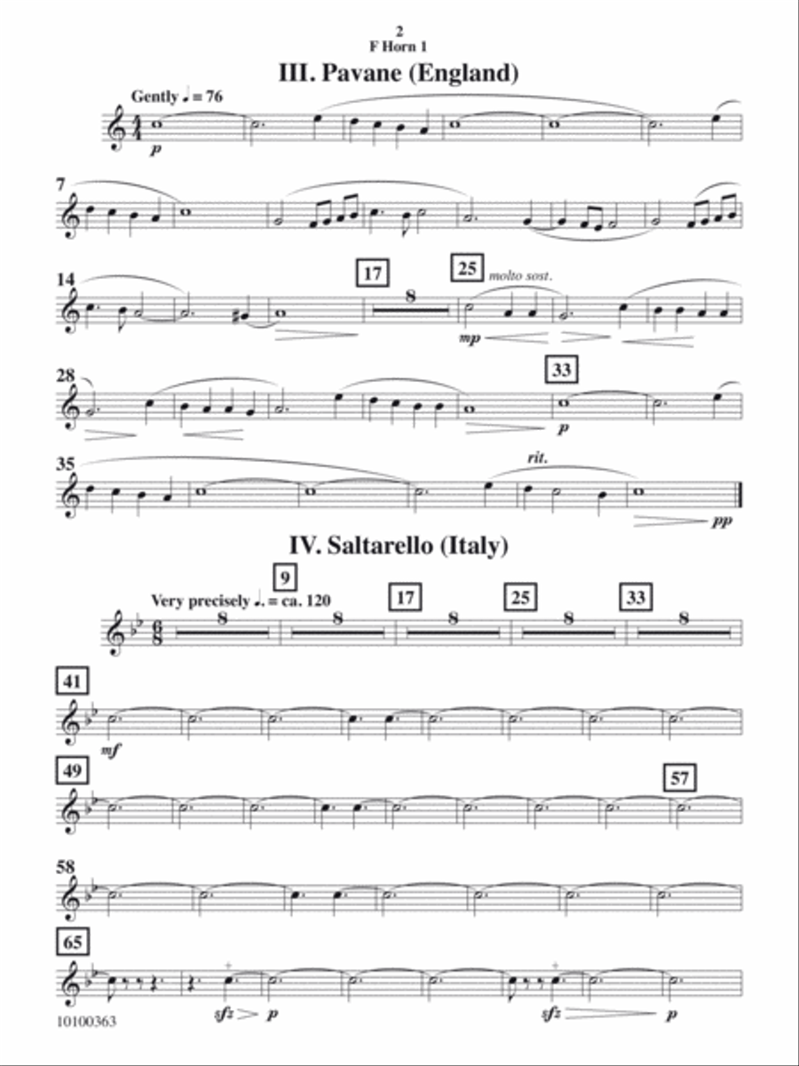 Courtly Airs and Dances - Horn 1 Concert Band scores gallery preview page 2