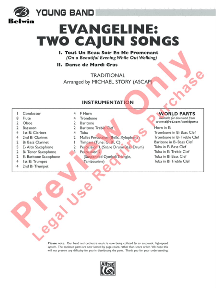 Evangeline: Two Cajun Songs Concert Band scores gallery preview page 2