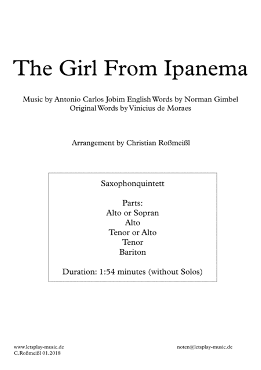 The Girl From Ipanema (Garota De Ipanema) Woodwind Quintet scores gallery preview page 1