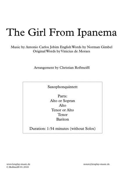The Girl From Ipanema (Garota De Ipanema) image number null