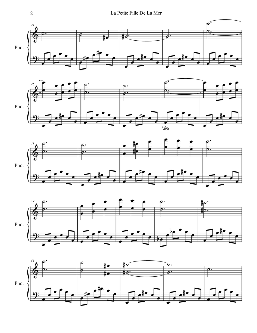 La Petite Fille De La Mer Piano Solo scores gallery preview page 2