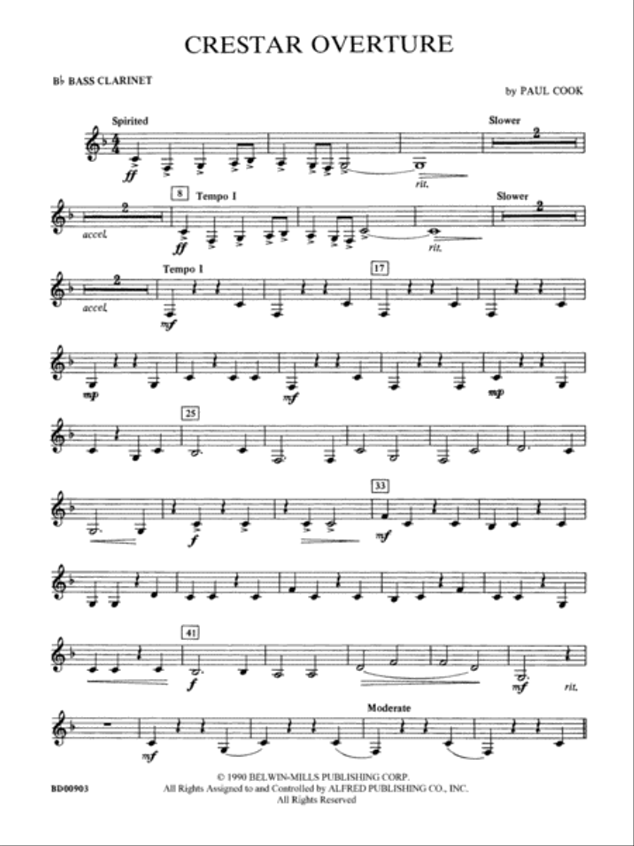 Crestar Overture: B-flat Bass Clarinet Concert Band scores gallery preview page 1