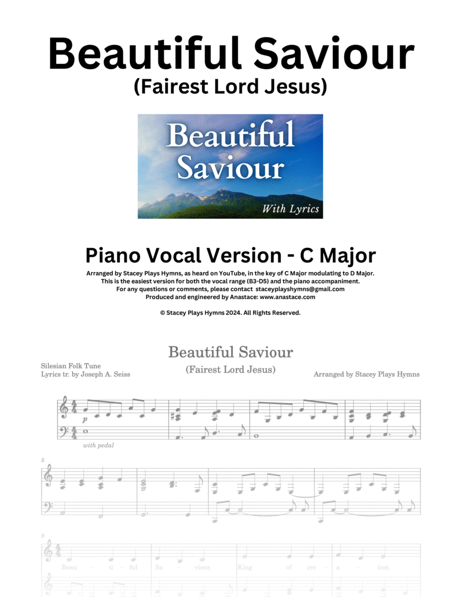 Beautiful Saviour [C Major - Easier Key] Voice scores gallery preview page 1
