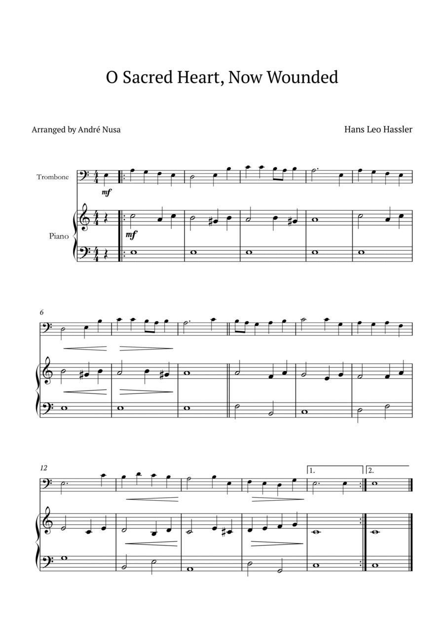 O Sacred Heart, Now Wounded Easy Piano scores gallery preview page 1