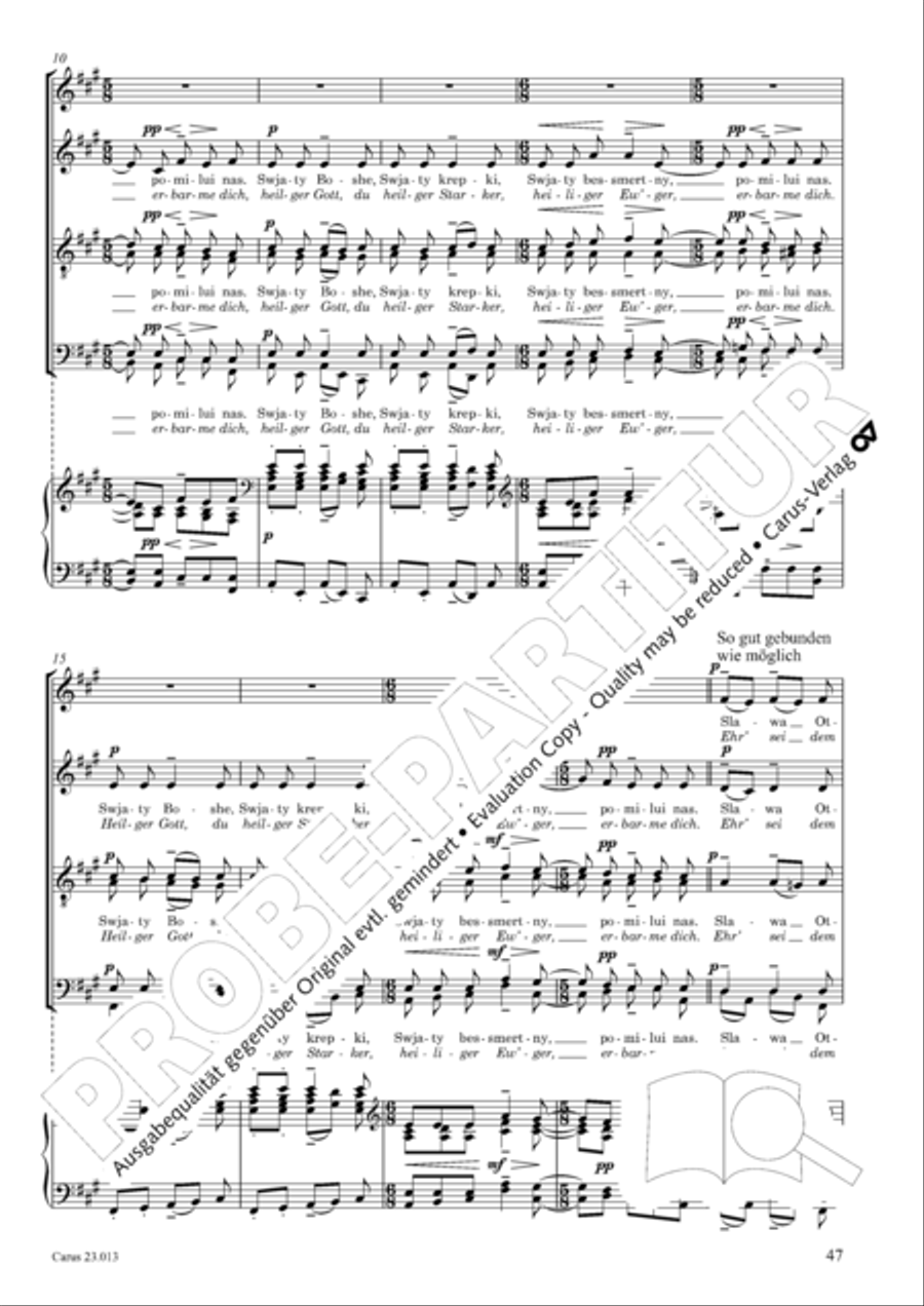 Liturgy of St. John Chrysostom op. 31 for mixed choir a cappella (Chrysostomos-Liturgie op. 31 fur Chor a cappella mit singbarem deutschem Text)