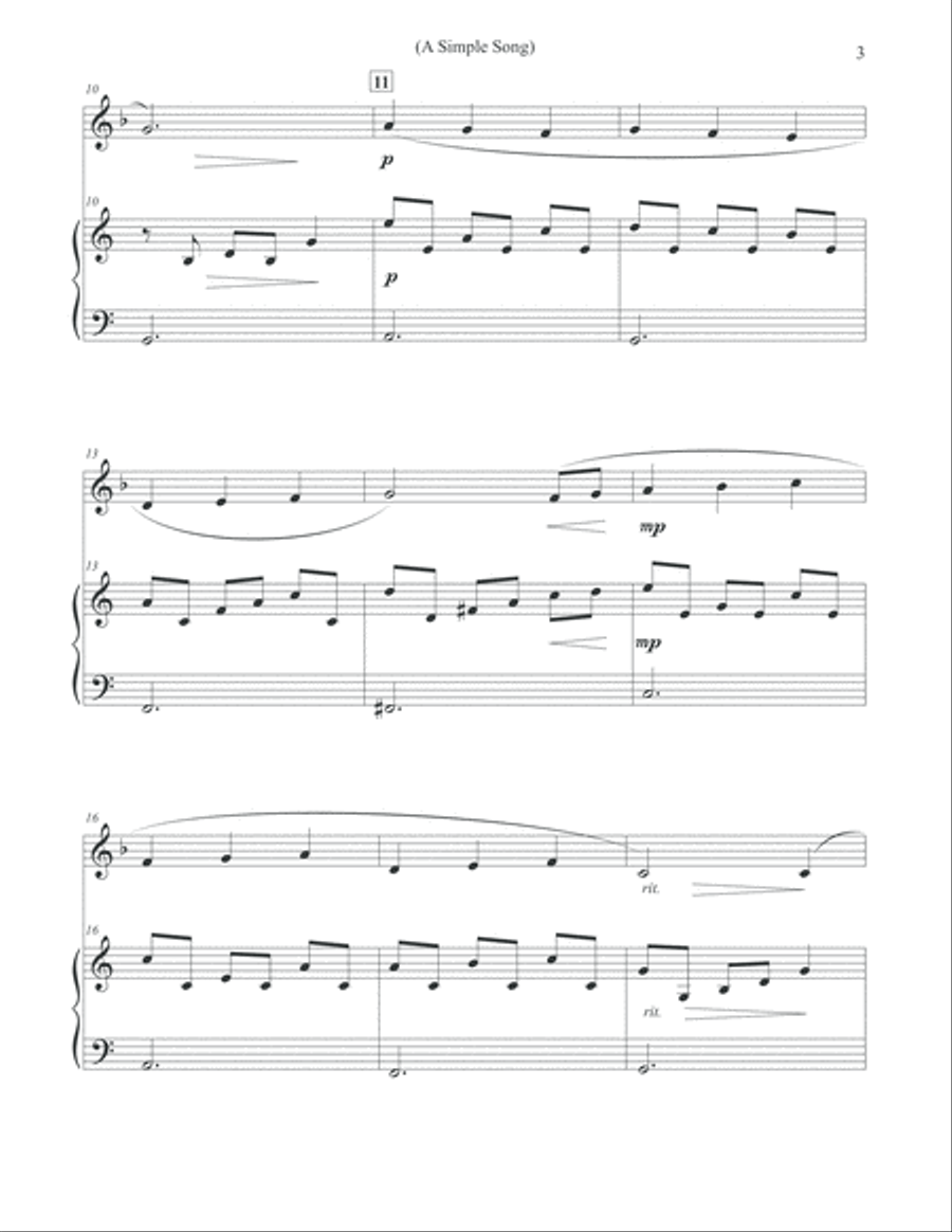 A Simple Song - Alto Flute & Piano Flute Solo scores gallery preview page 3