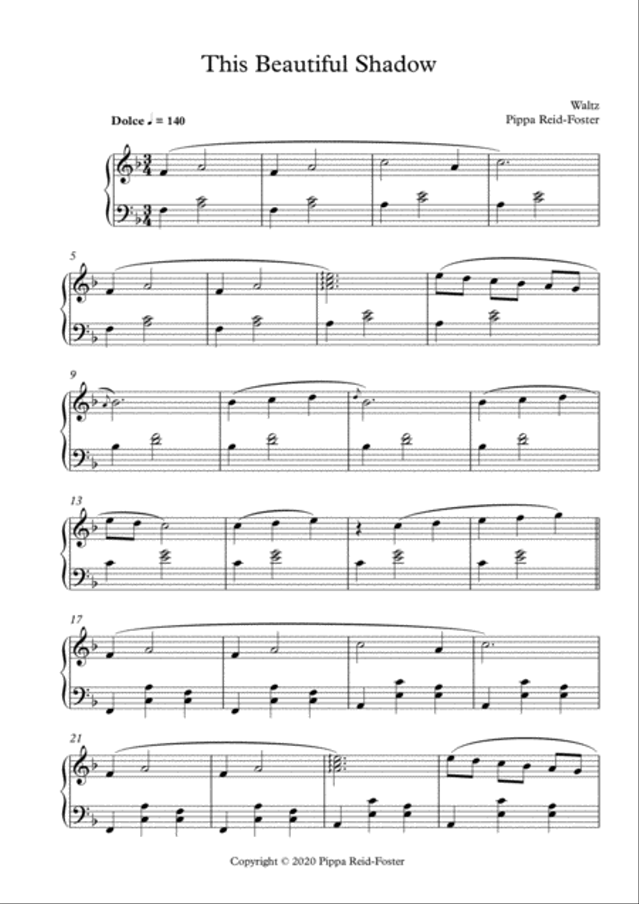 This Beautiful Shadow (harp or piano) Harp scores gallery preview page 1