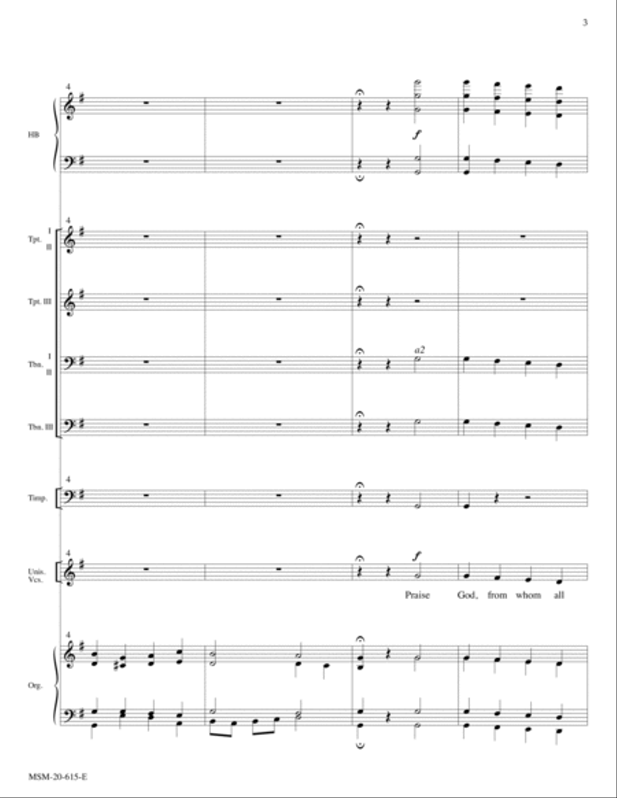 Praise God, from Whom All Blessings Flow Unison Choir scores gallery preview page 3