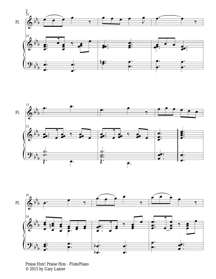 PRAISE HIM! PRAISE HIM! (Duet – Flute and Piano/Score and Parts) Woodwind Duet scores gallery preview page 3