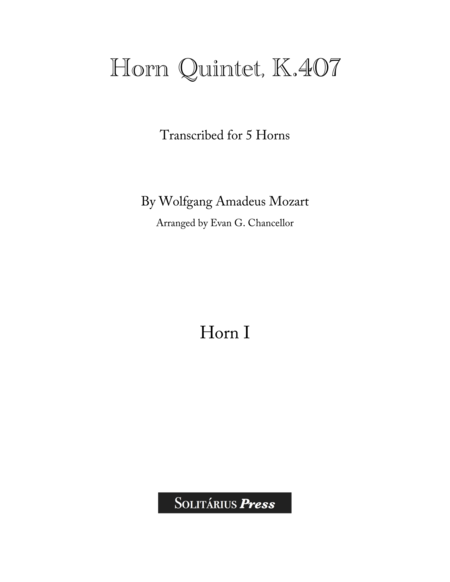 Quintet K.407 for 5 Horns image number null