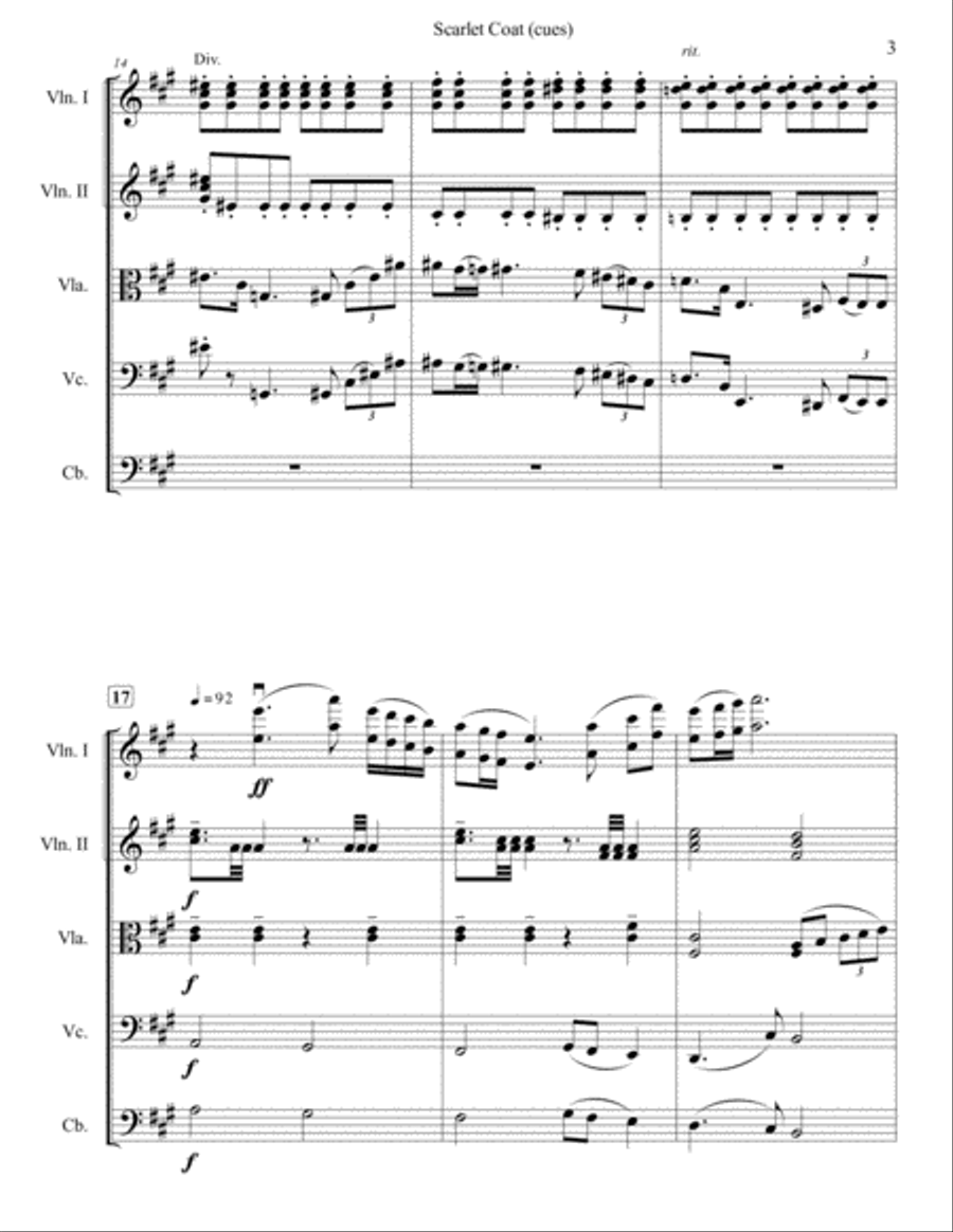 Scarlet Coat (cues) String Orchestra scores gallery preview page 4