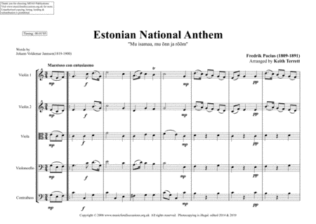 Estonian National Anthem for String Orchestra (MFAO World National Anthem Series) image number null