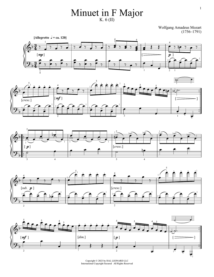 Minuet in F Major, K. 6 (II)