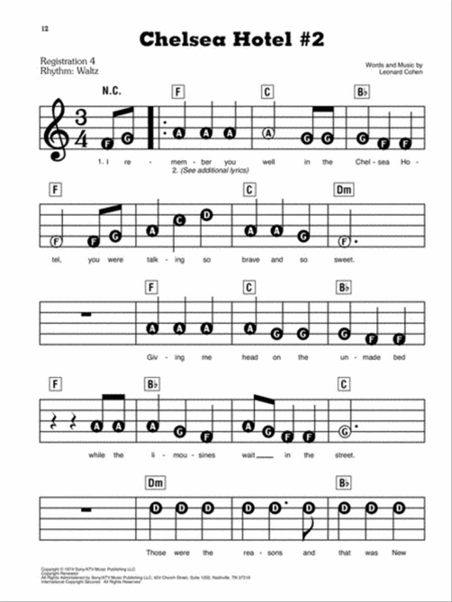 Leonard Cohen Leonard Cohen Electronic Keyboard scores gallery preview page 5