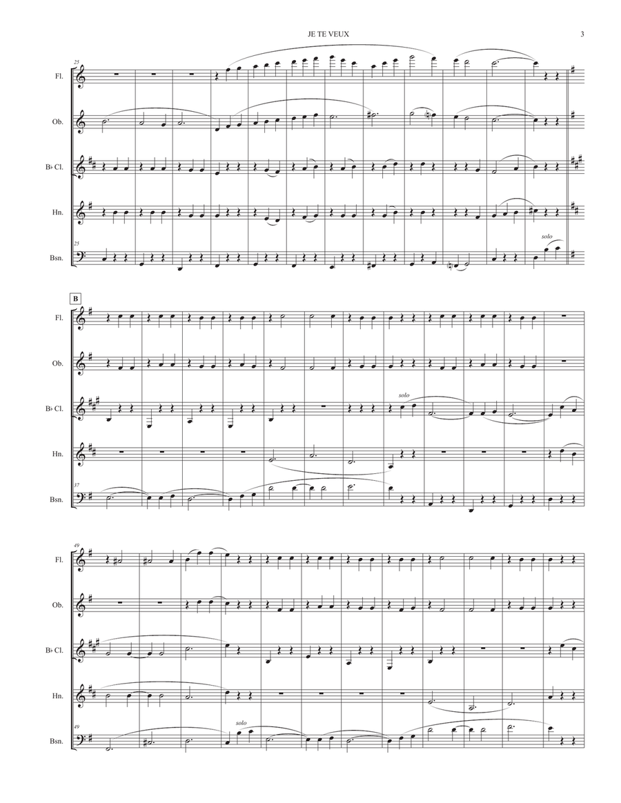 Je Te Veux (for woodwind quintet) Woodwind Quintet scores gallery preview page 3