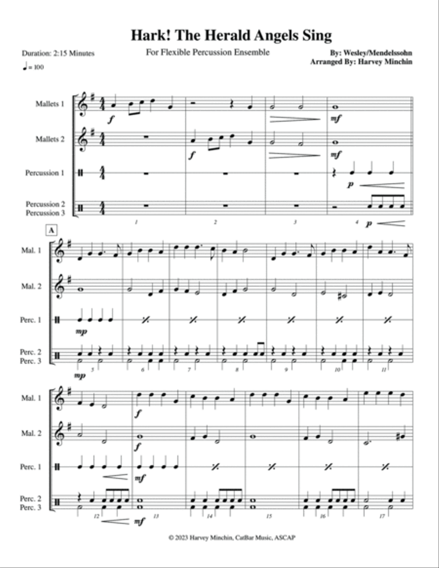 Hark The Herald Angels Sing Percussion Ensemble scores gallery preview page 3