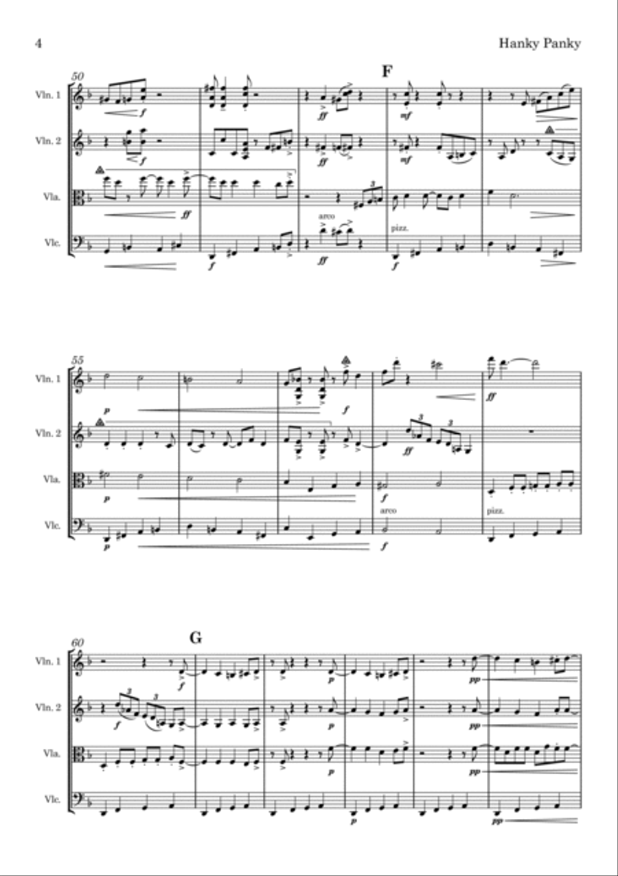 Hanky Panky Hanky Panky String Quartet scores gallery preview page 4