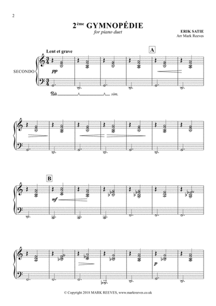 Erik Satie - Gymnopedie No 2 for Piano Duet image number null