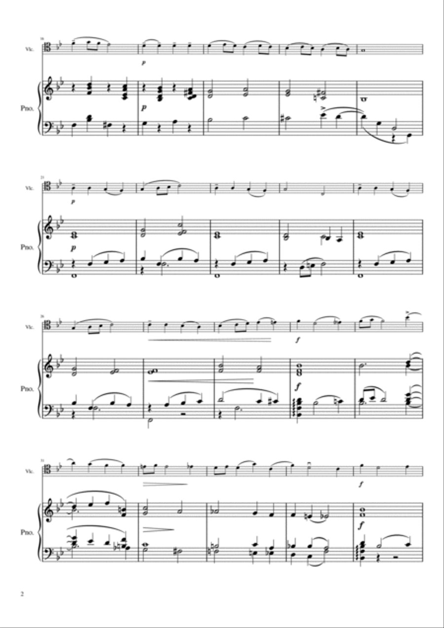 Tchaikovsky - Chanson triste (for piano and cello) Op.40 No.2 (1878) Original (Verzhbilovich) Piano scores gallery preview page 2