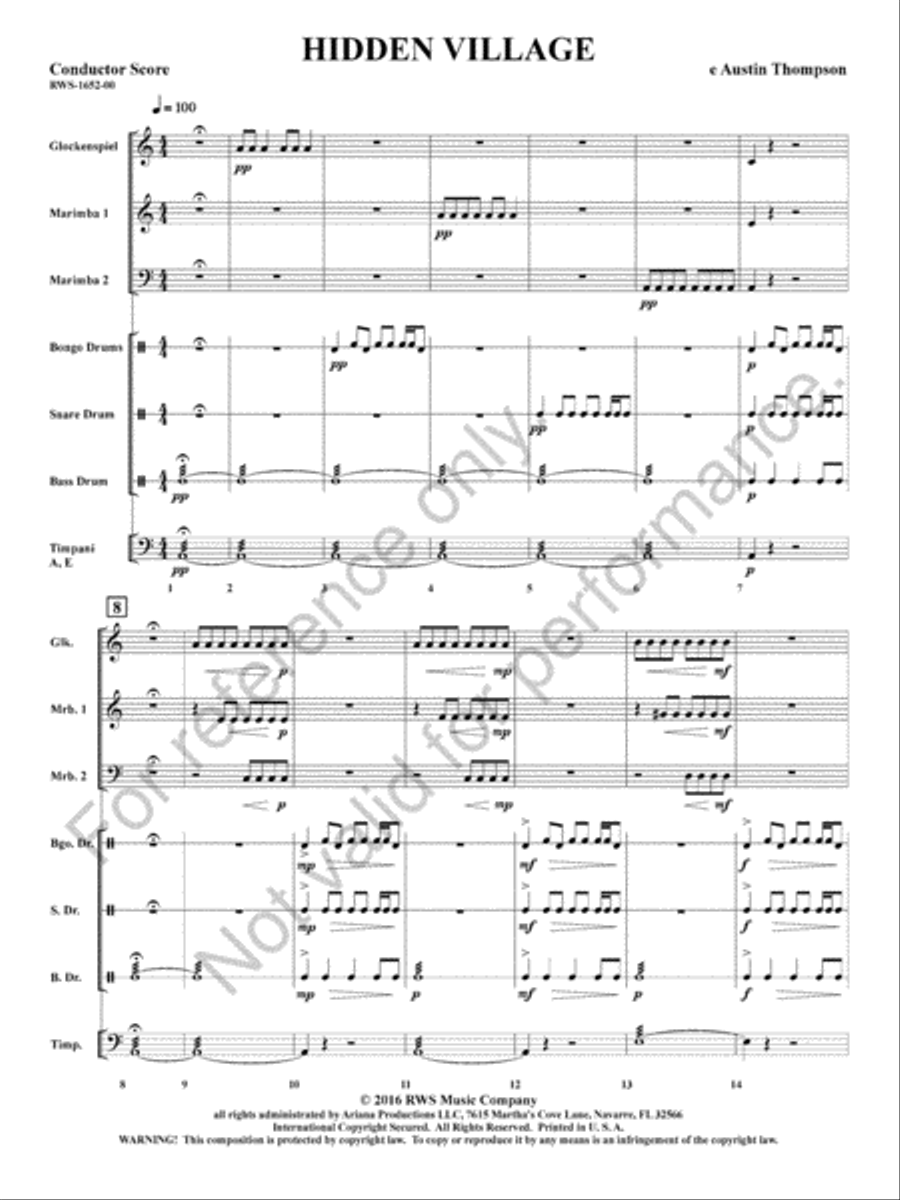 Hidden Village Hidden Village Percussion Ensemble scores gallery preview page 4