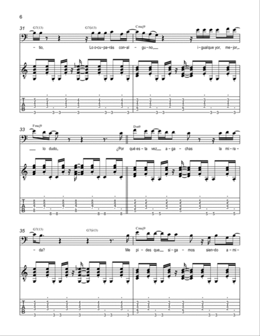 Mi Historia Entre Tus Dedos Guitar Tablature scores gallery preview page 6