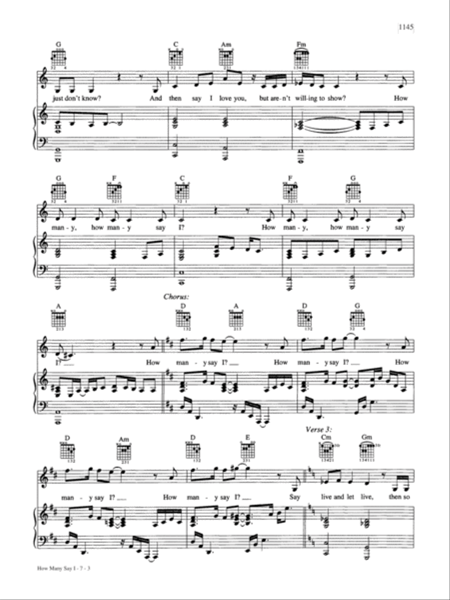 How Many Say I Piano, Vocal, Guitar scores gallery preview page 3