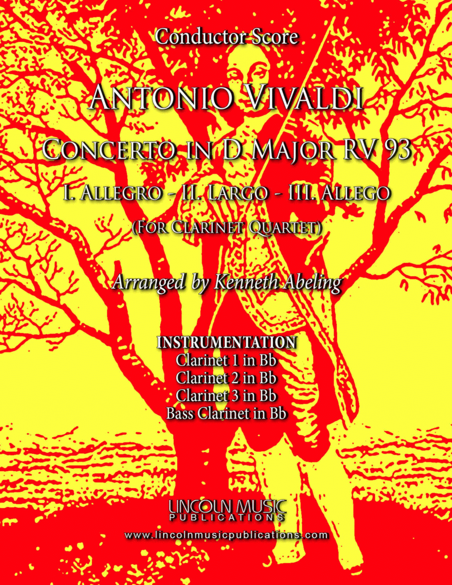 Vivaldi - Concerto in D Major RV 93 (for Clarinet Quartet and Optional Organ) image number null