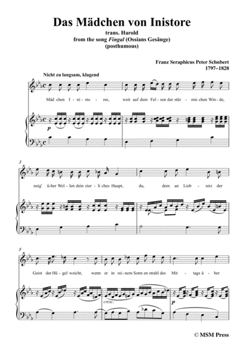 Schubert-Das Mädchen von Inistore in c minor,for voice and piano image number null