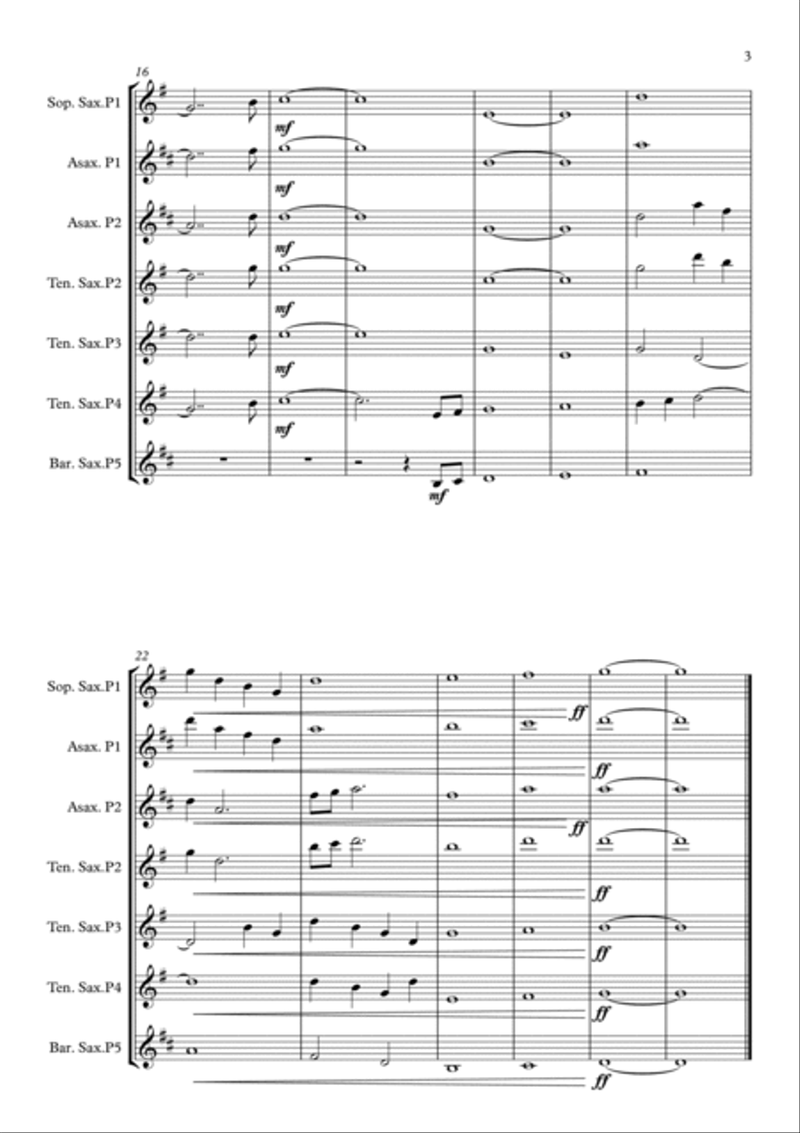 Also Sprach Zarathustra Saxophone Quintet scores gallery preview page 3
