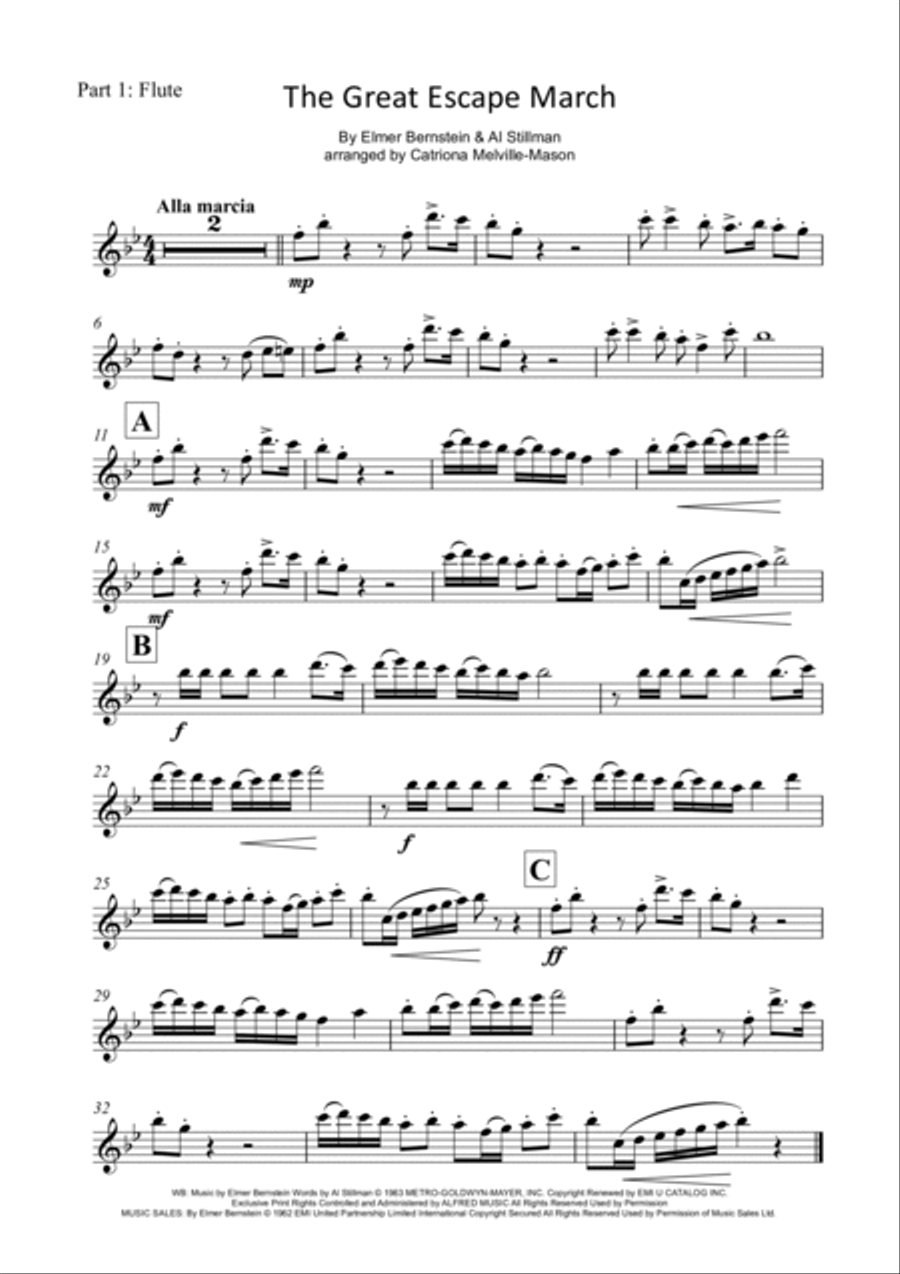 The Great Escape March Woodwind Quintet scores gallery preview page 5