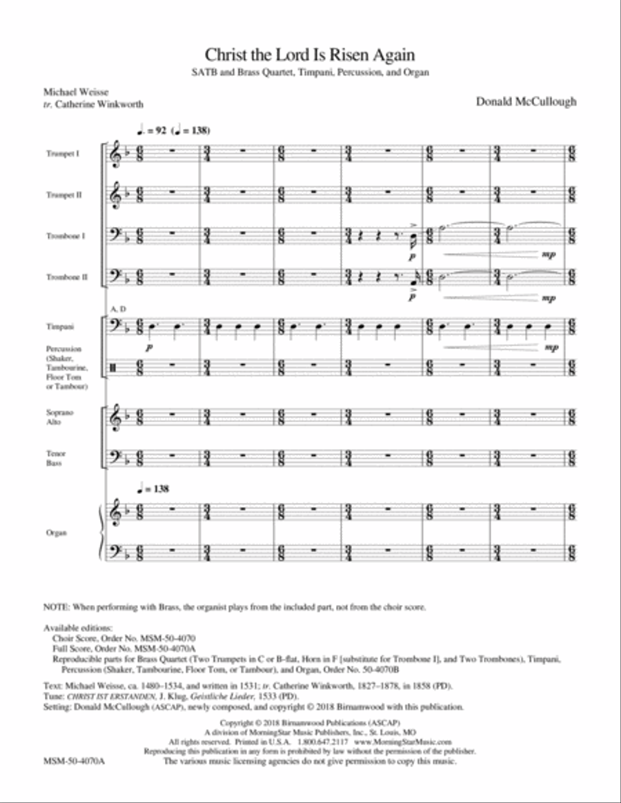 Christ the Lord Is Risen Again Choir scores gallery preview page 1