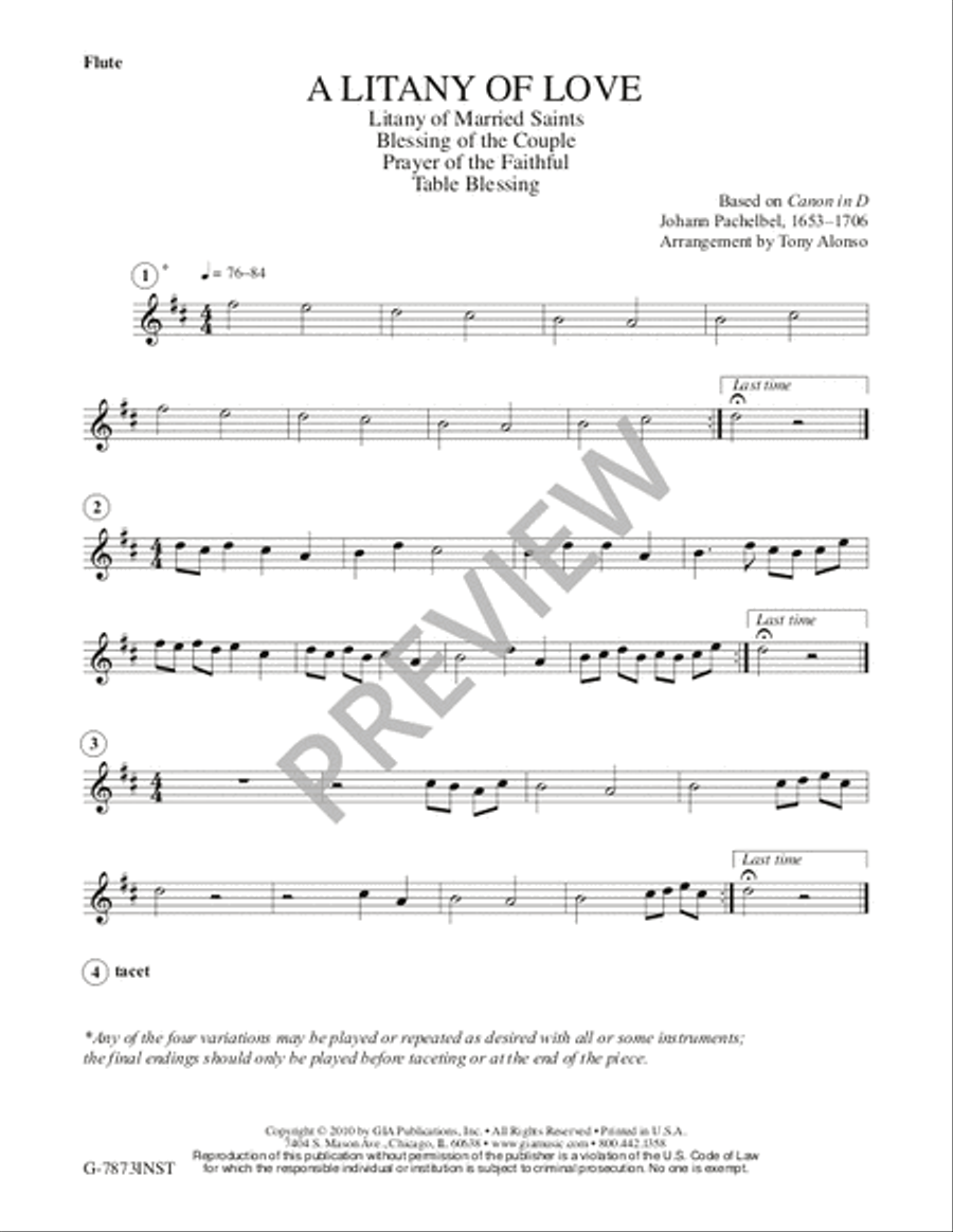 A Litany of Love - Instrument edition Flute scores gallery preview page 2