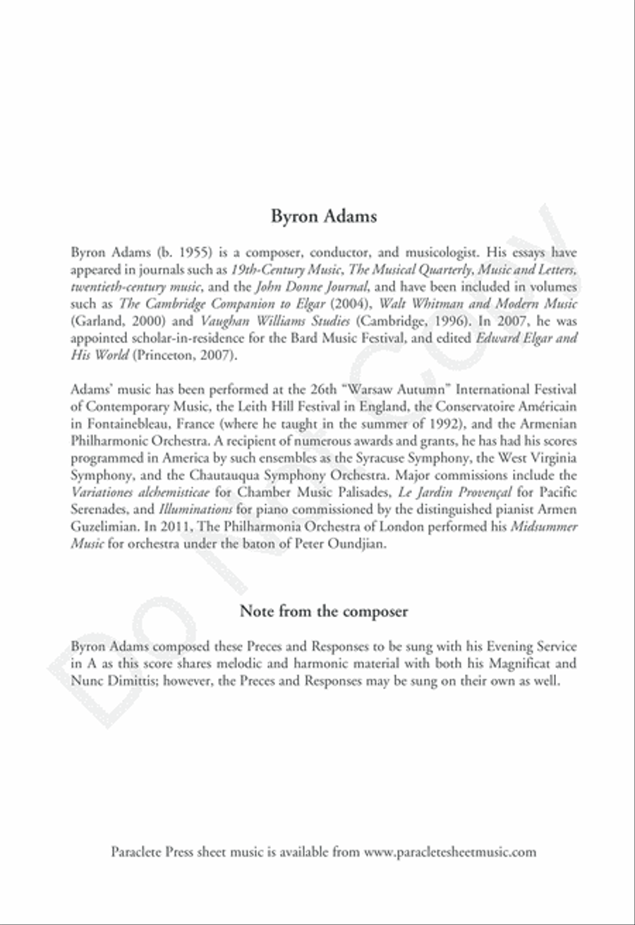 Preces and Responses from Evening Service in A 4-Part scores gallery preview page 3